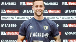 Justin de Haas durante un partido con el FC Famalicão en Liga Portugal