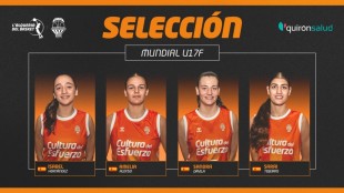 Isabel Hernández, Amelia Alonso, Sandra Dávila y Sarai Teijeira con la selección española