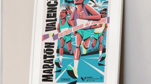 Cartel oficial Maratón Valencia Trinidad Alfonso Zurich diseñado por Lawerta